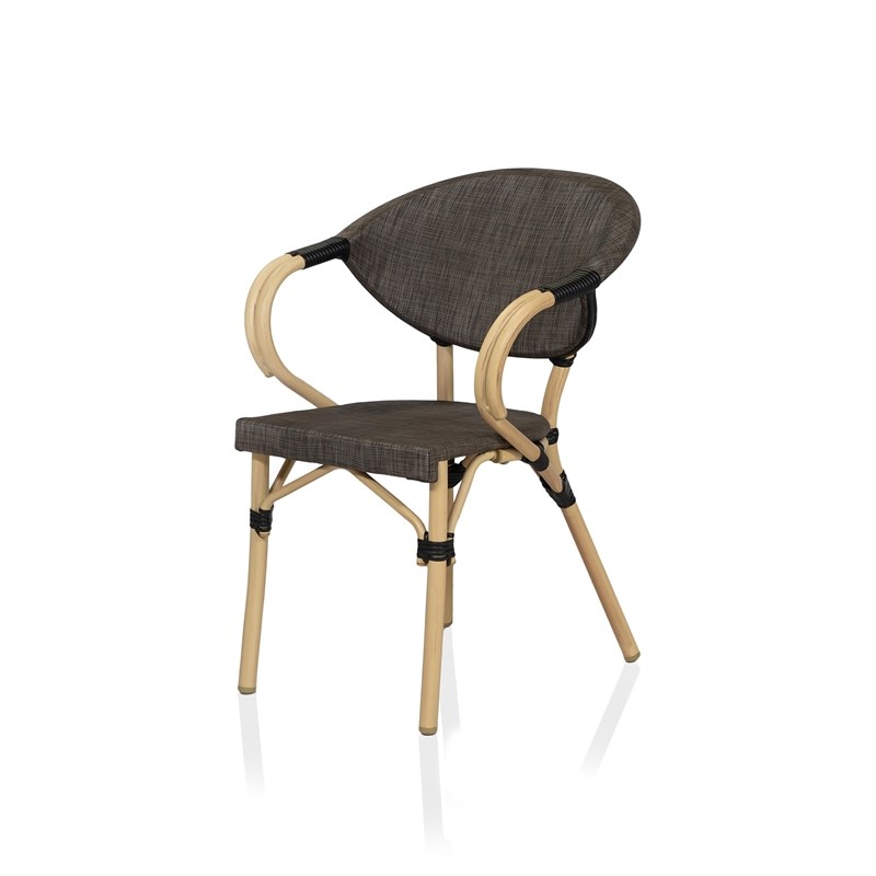 Furniture of America Borda Aluminum Patio Arm Chair in Brown (Set of 2)