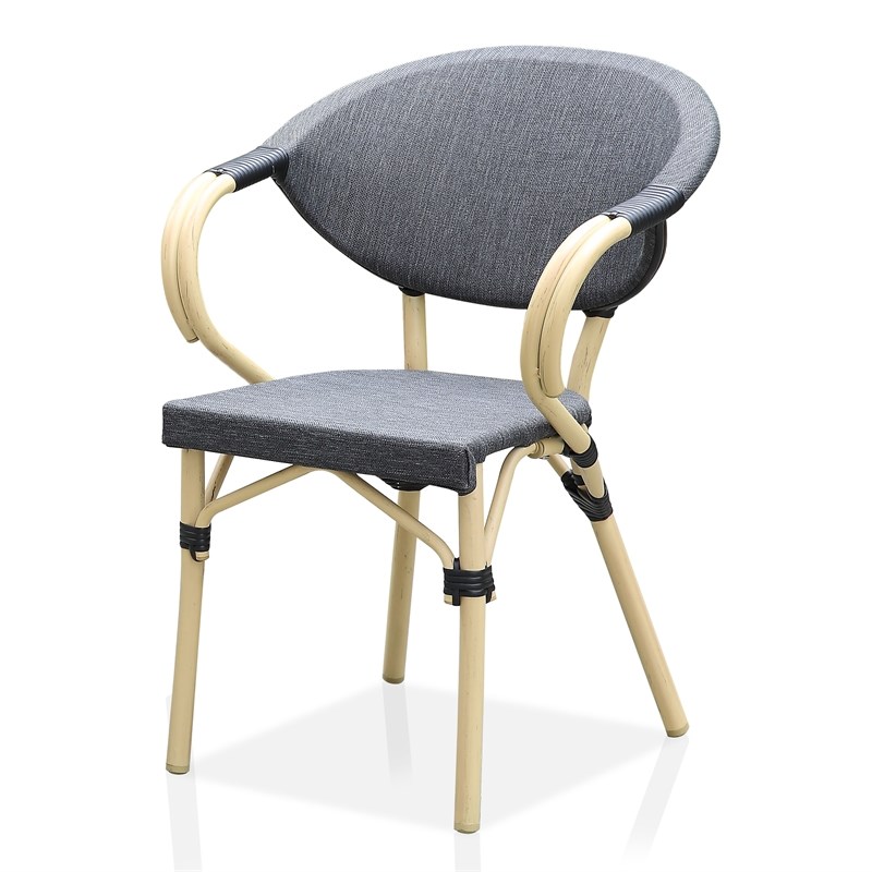 Furniture of America Borda Aluminum Patio Arm Chair in Dark Gray (Set of 2)