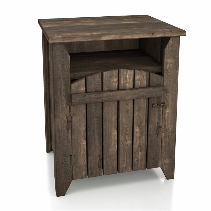 Furniture of America Dennis Wood 2-Shelf End Table in Reclaimed Oak (Set of 2)