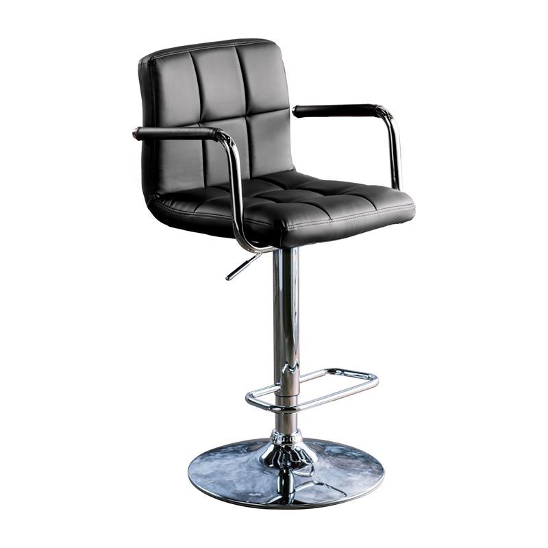 Furniture of America Reiley Metal Adjustable Barstool in Black (Set of 2)