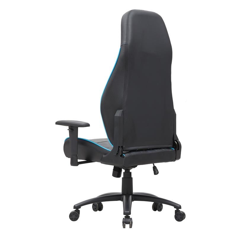 Furniture of America Aguil Faux Leather Adjustable Gaming Chair in Black & Blue