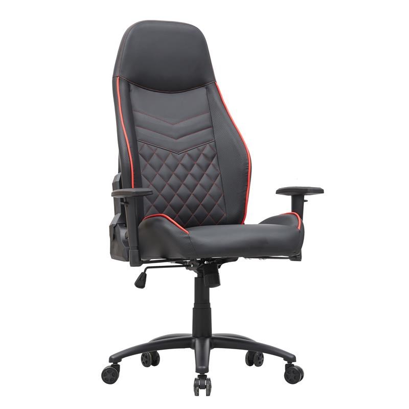 Furniture of America Aguil Faux Leather Adjustable Gaming Chair in Black & Red