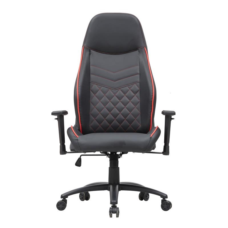 Furniture of America Aguil Faux Leather Adjustable Gaming Chair in Black & Red
