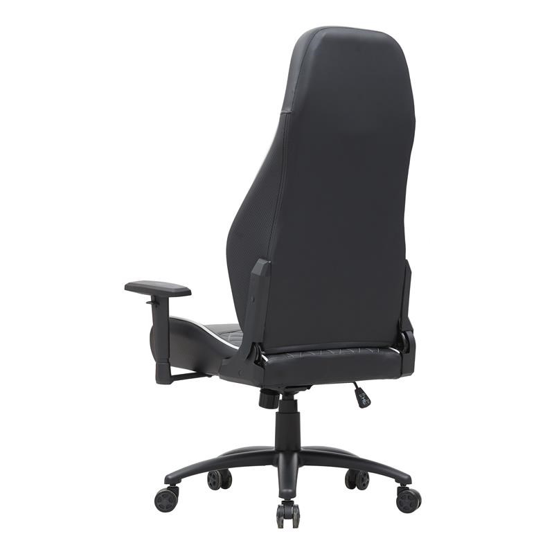 Furniture of America Aguil Faux Leather Adjustable Gaming Chair in Black & White