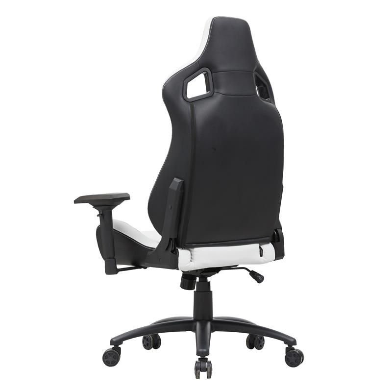Furniture of America Singe Faux Leather Adjustable Gaming Chair in White & Black
