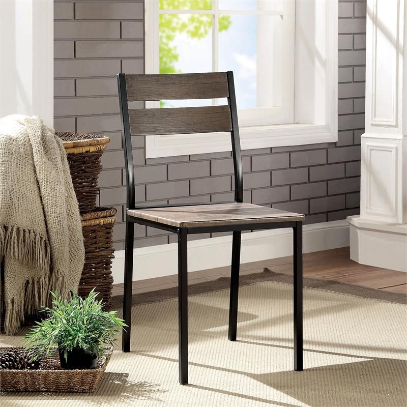 Furniture of America Anras Metal Open-Back Side Chair in Black (Set of 2)