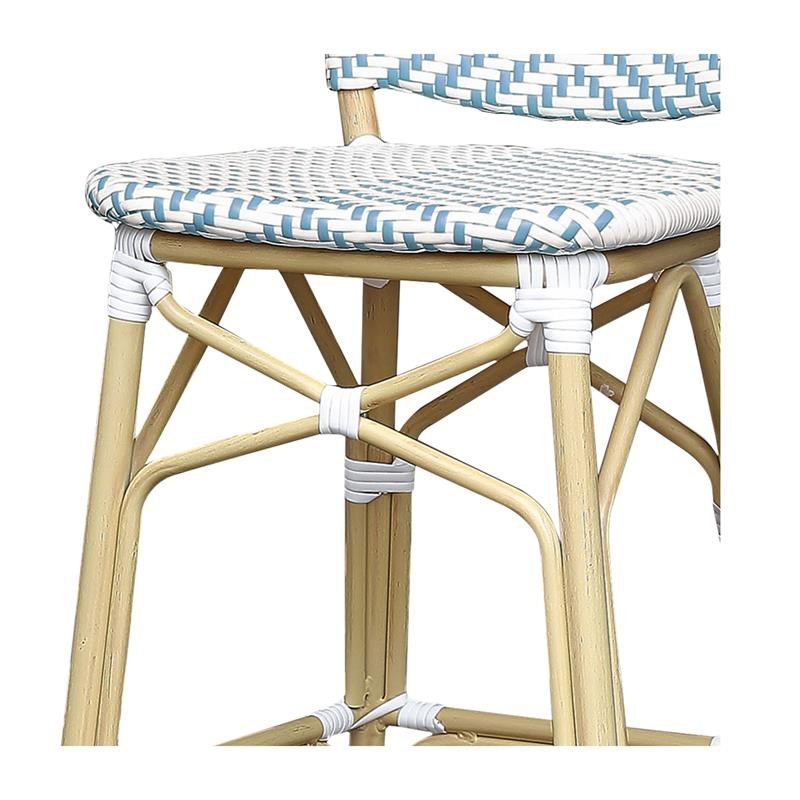 Furniture of America Adino Aluminum Patio Bar Chair in Blue (Set of 2)
