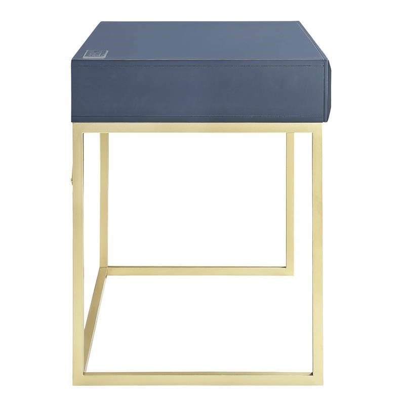 Furniture of America Giffore Wood Writing Desk with USB Port in Blue