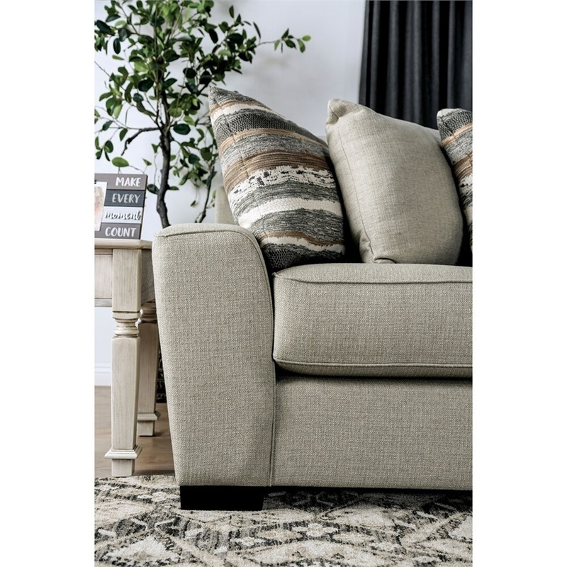 Furniture of America Gambeli Transitional Fabric Flared Arm Sectional in Beige
