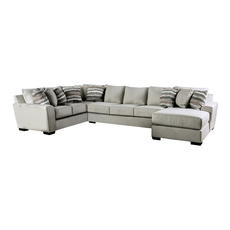 Furniture of America Gambeli Transitional Fabric Flared Arm Sectional in Beige