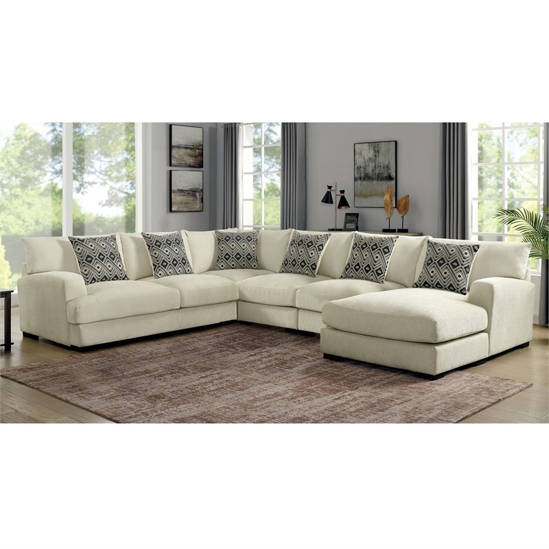 Furniture of America Turnstein Chenille Left-hand Facing Sectional in Beige