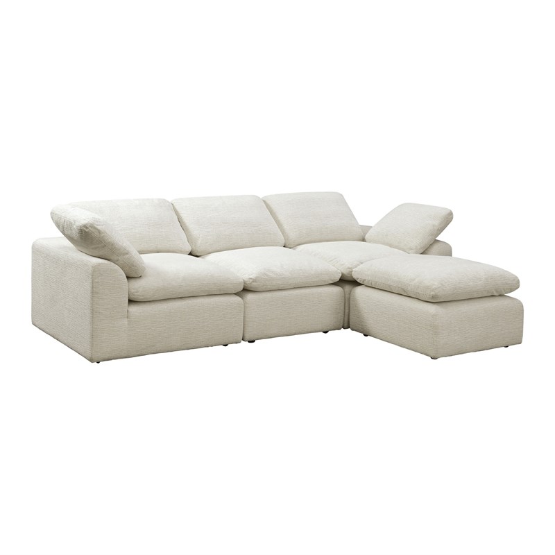 Furniture of America Littel Fabric 4-Piece Sectional with Ottoman in Cream