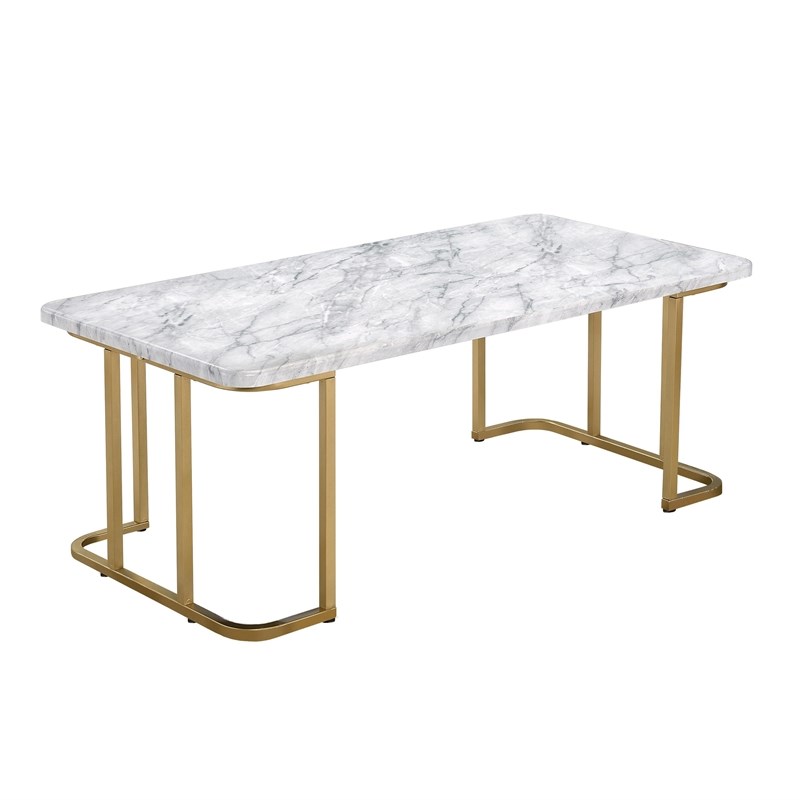 Furniture of America Clotten Metal 3-Piece Coffee Table Set in White