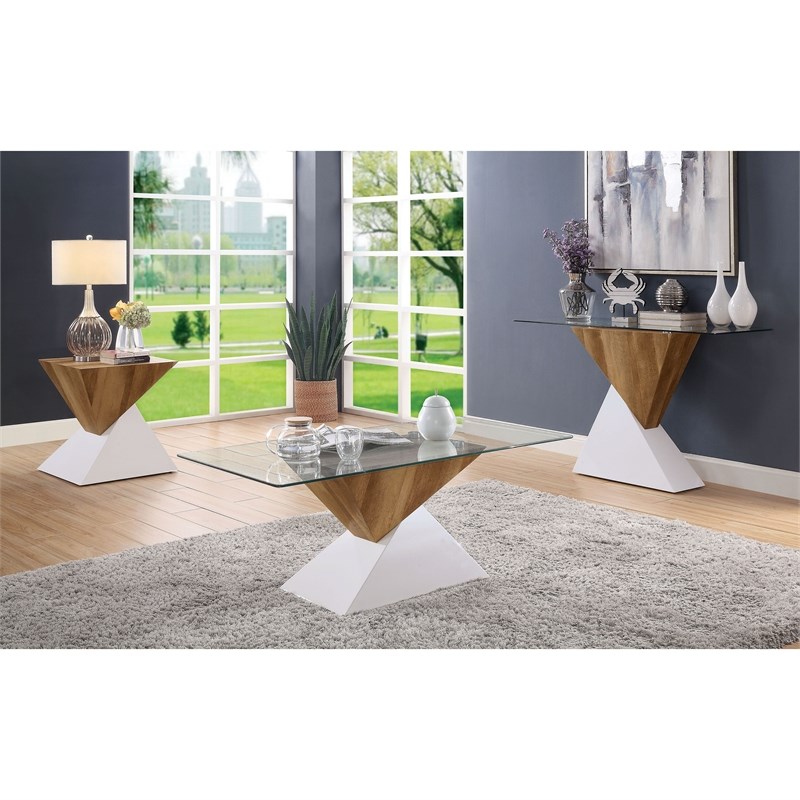 Furniture of America Severin Contemporary Wood 3-Piece Coffee Table Set in White