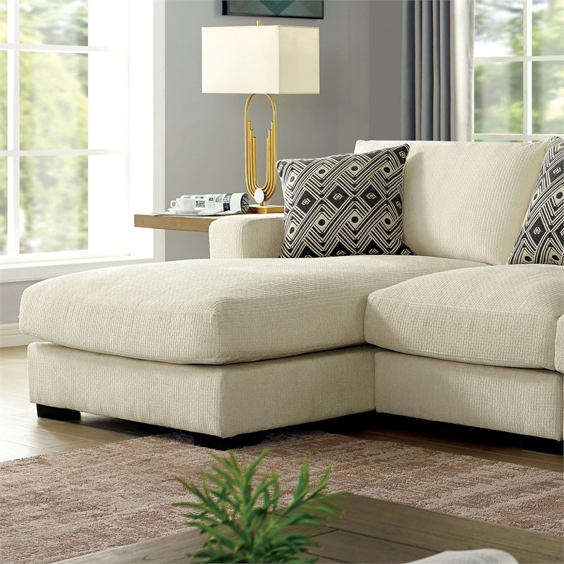 Furniture of America Turnstein Chenille Left-hand Facing Sectional in Beige