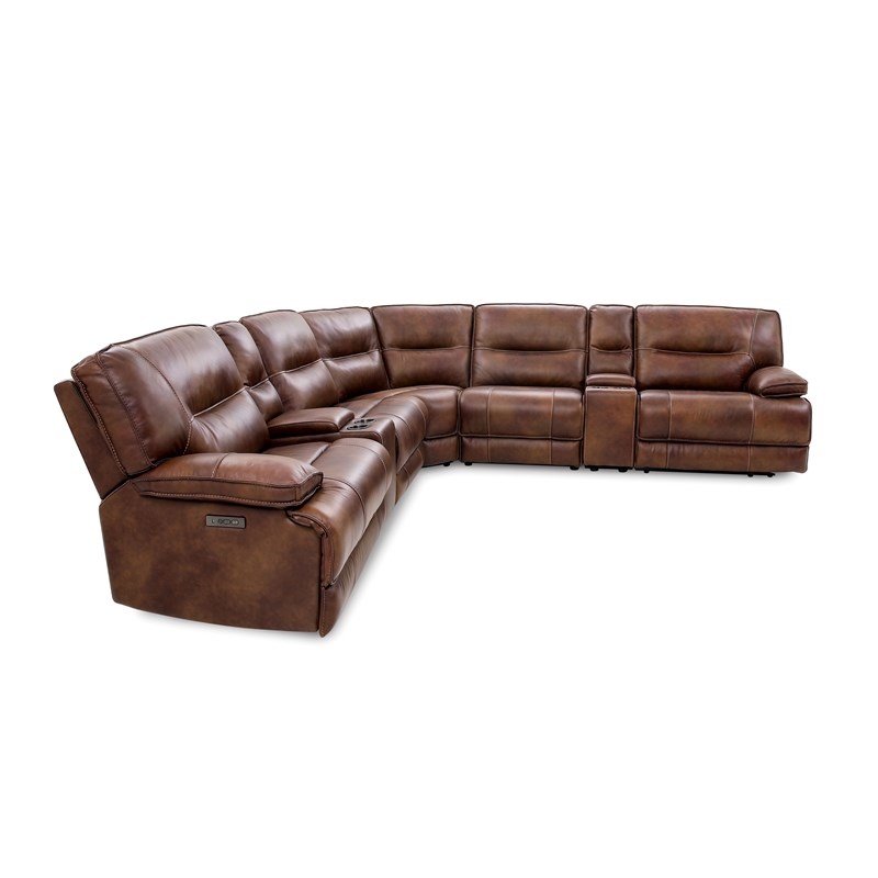 Furniture of America Crawe Transitional Leather Reclining Sectional in Brown
