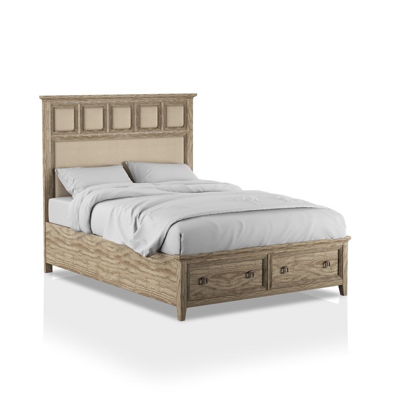 FOA Markelle 3-Piece Natural Wood Bedroom Set - Cal King + 2 Nightstands