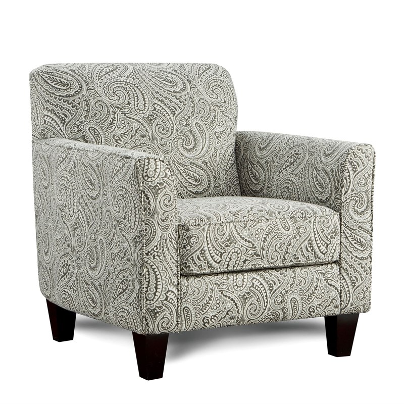 Furniture of America Kastra Chenille Sectional with Paisley Chair in Ivory