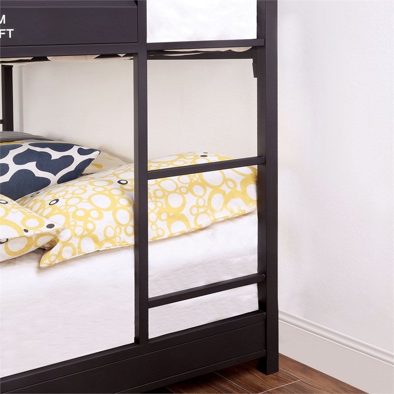 Furniture of America Avasta Metal Triple Twin/Twin/Full Bunk Bed in Black