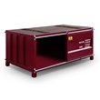 Furniture of America Sprewell Novelty Metal Sliding Door Coffee Table in Red