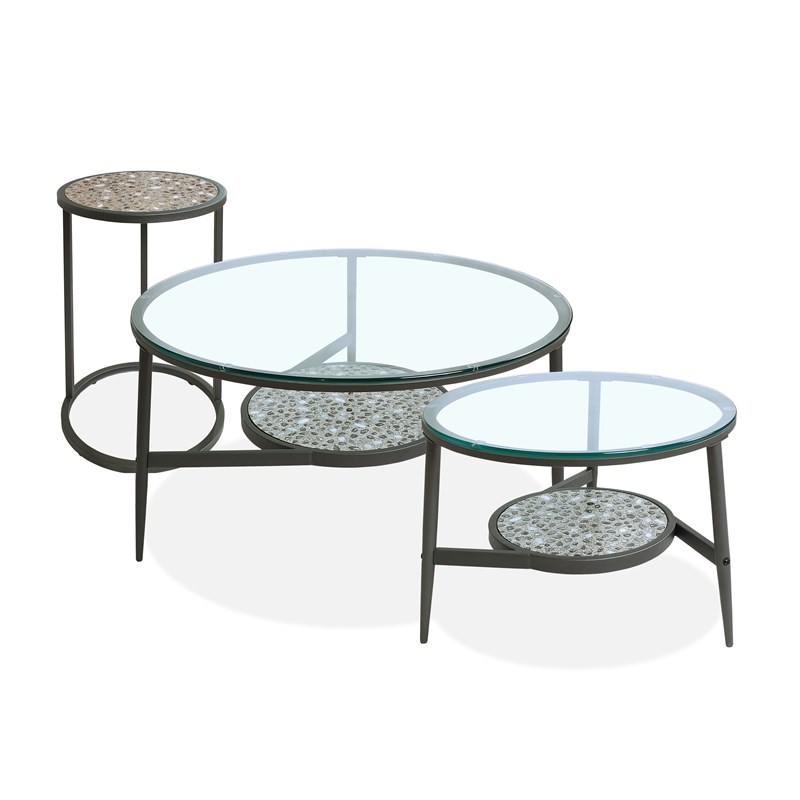 Furniture of America Fornya Casual Metal 3-Piece Coffee Table Set in Gray