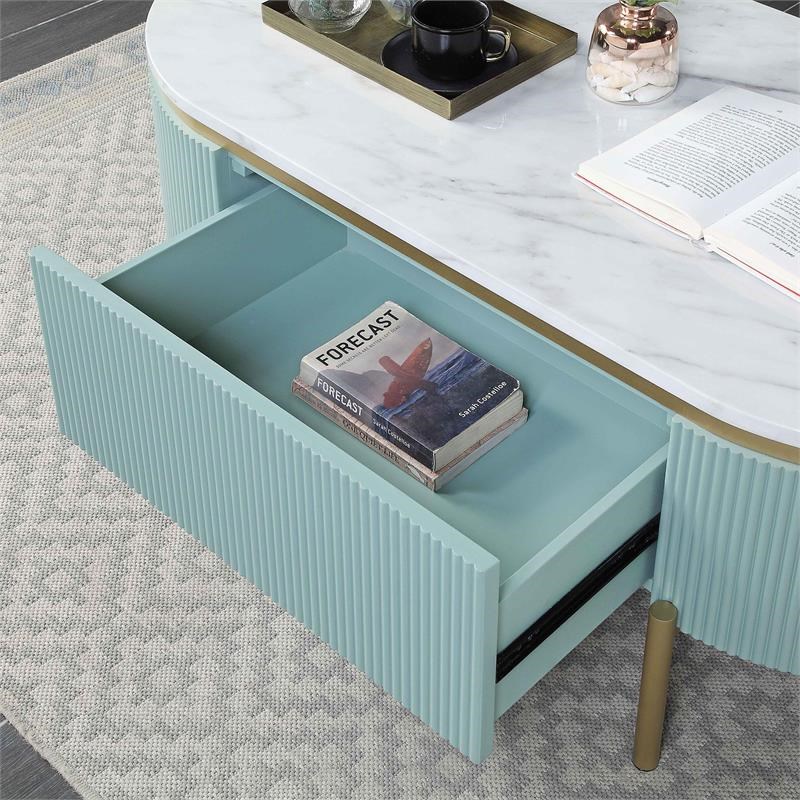 Furniture of America Timi Contemporary Wood 1-Drawer Coffee Table in Green