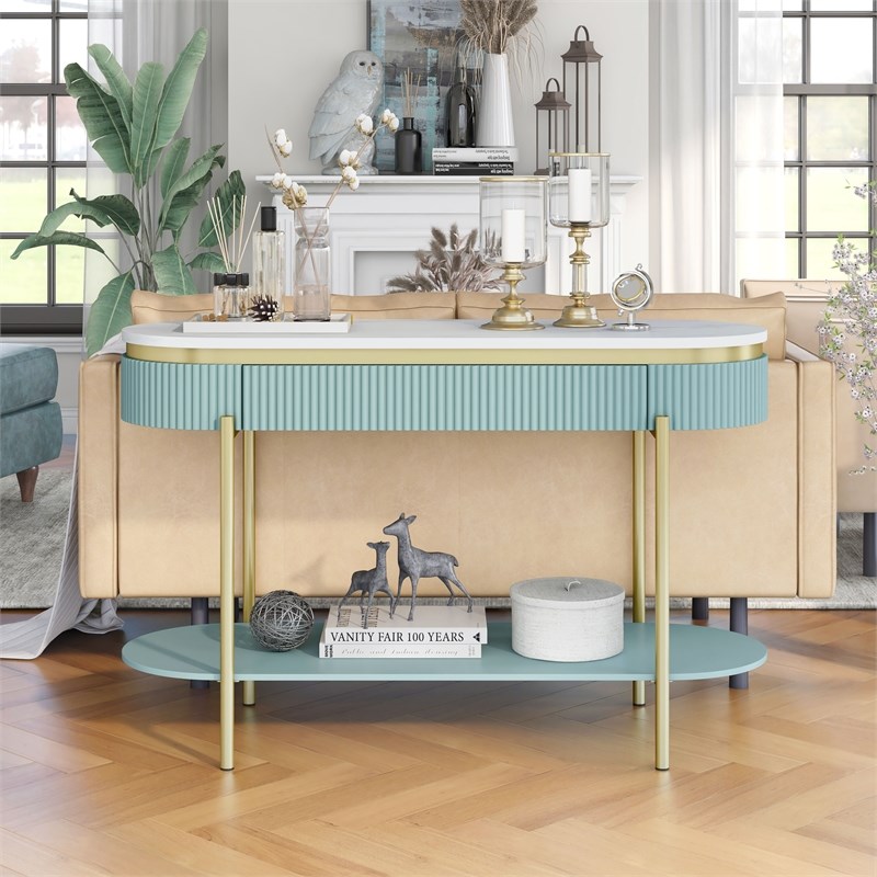 Furniture of America Timi Contemporary Wood 1-Drawer Console Table in Green