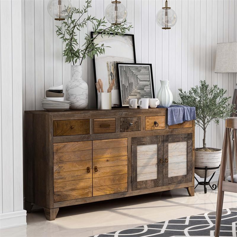 Furniture of America Druze Rustic Wood Multi-Storage Dresser in Autumn Brown