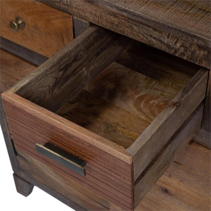 Furniture of America Druze Rustic Wood Multi-Storage Dresser in Autumn Brown