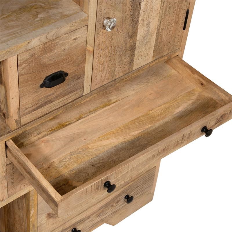 Furniture of America Rustic Druze Wood Multi-Storage Bookshelf in Natural