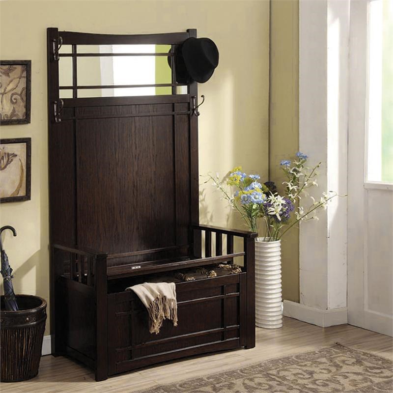 Furniture of America Rapolo Transitional Wood Storage Hallway Bench in