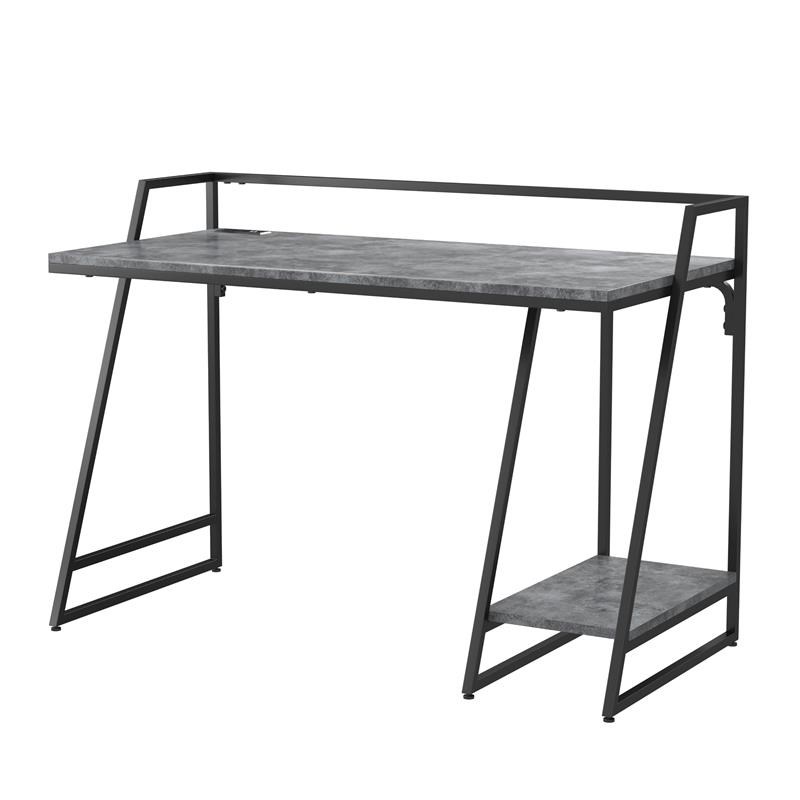 Furniture of America Sanue Metal Writing Desk with USB in Light Gray