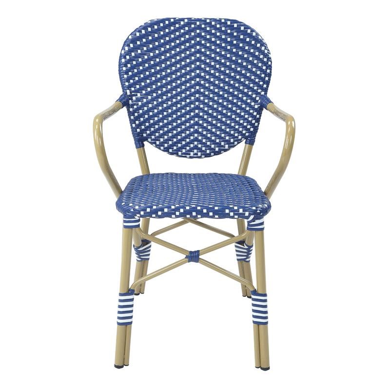 Furniture of America Hamner French Aluminum Patio Armchair in Blue (Set of 2)