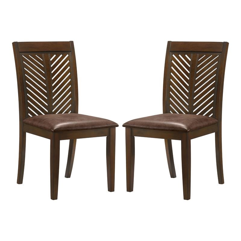 Furniture of America Ganfer Wood Padded Dining Chair in Walnut (Set of 2)