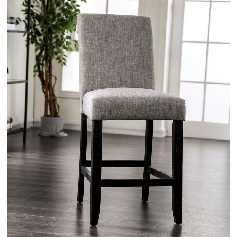 Furniture of America Iceland Fabric Upholstered Counter Chair in Gray (Set of 2)