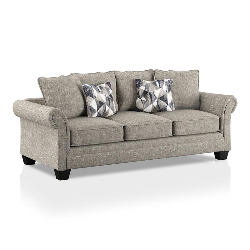 Furniture of America Illow Transitional Chenille Upholstered Sofa in Gray