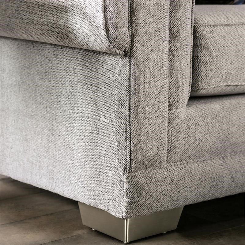 Furniture of America Rocke Chenille Upholstered Sofa in Light Gray