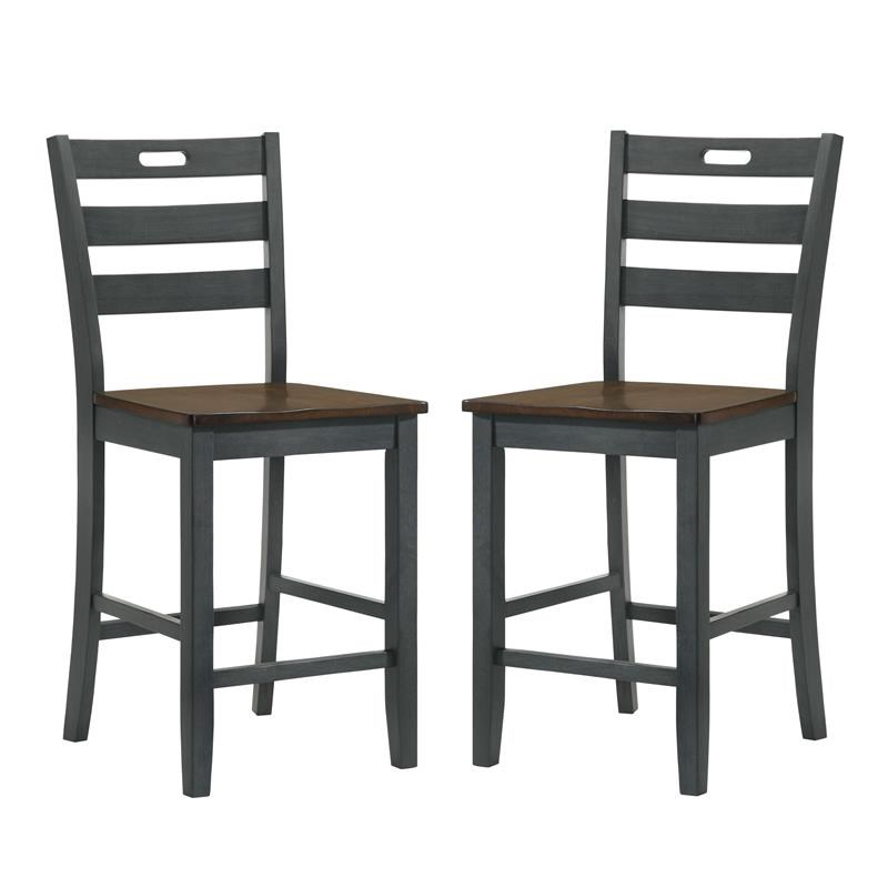 Furniture of America Elda Wood Counter Dining Chair in Antique Gray (Set of 2)