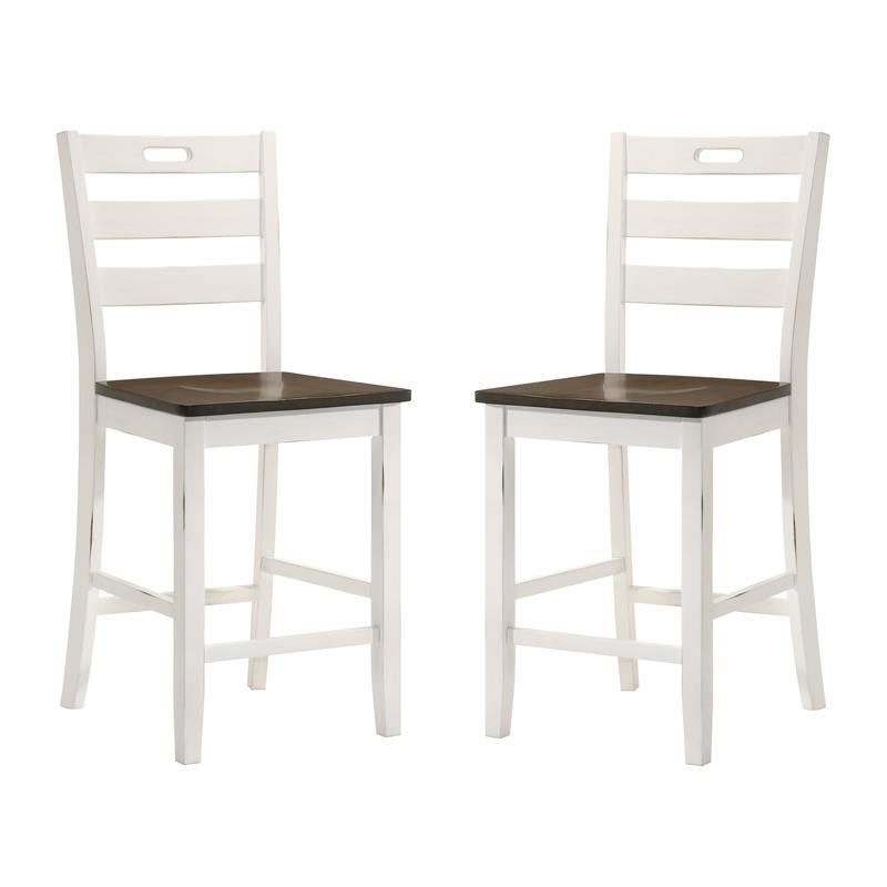 Furniture of America Elda Wood Counter Dining Chair in Sea White (Set of 2)