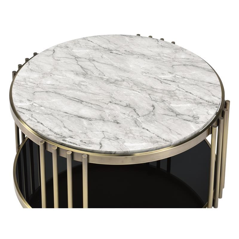 Furniture of America Kual Contemporary Metal 1-Shelf Coffee Table in Brass