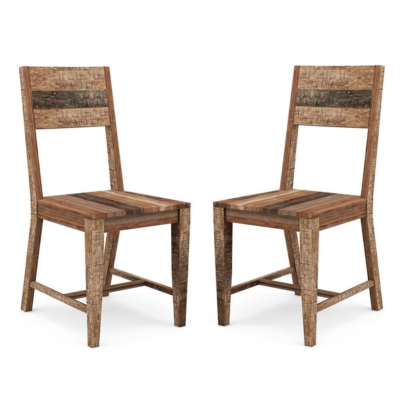 Furniture of America Pluto Solid Wood Dining Chair in Natural Tone (Set of 2)