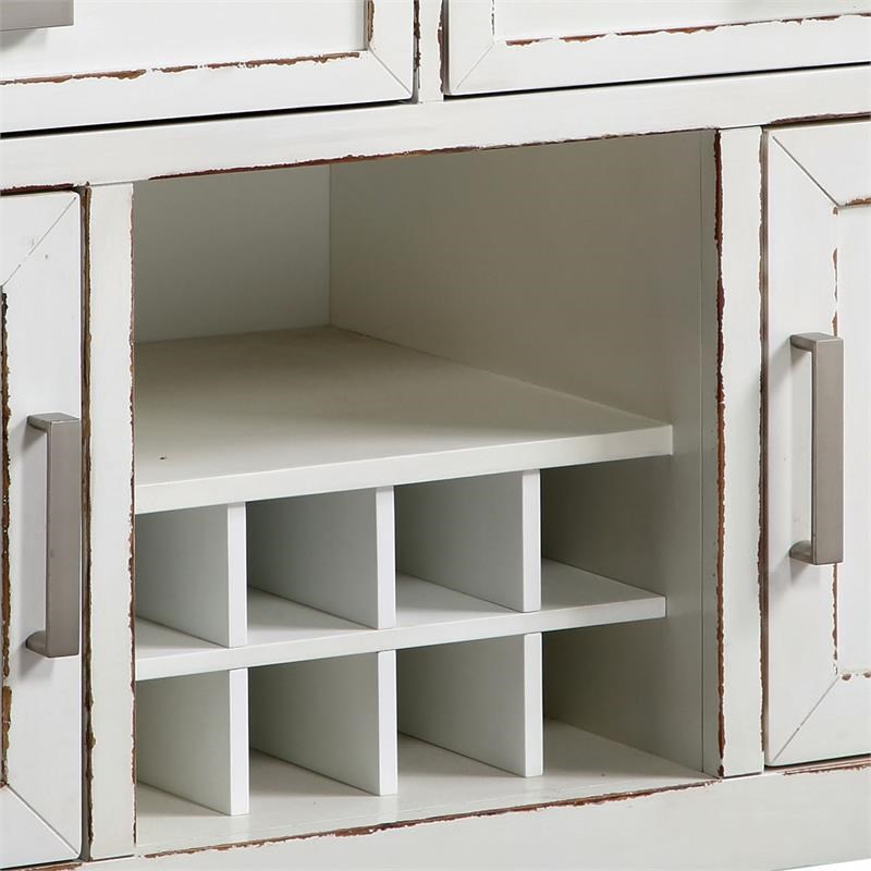 Furniture of America Fie Rustic Wood Multi Storage Server in Weathered White