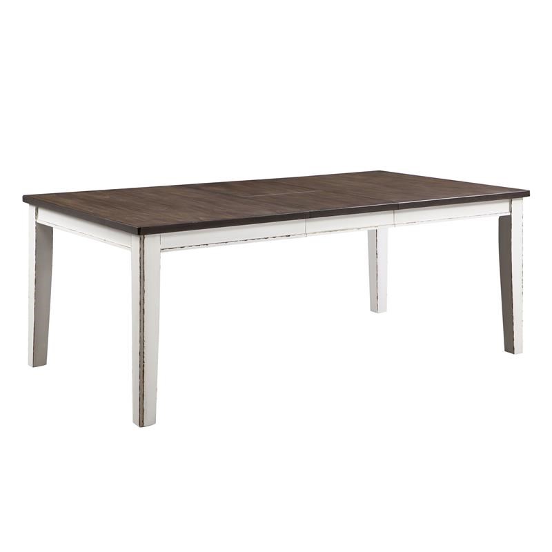 Furniture of America Fie Rustic Solid Wood Expandable Dining Table in White
