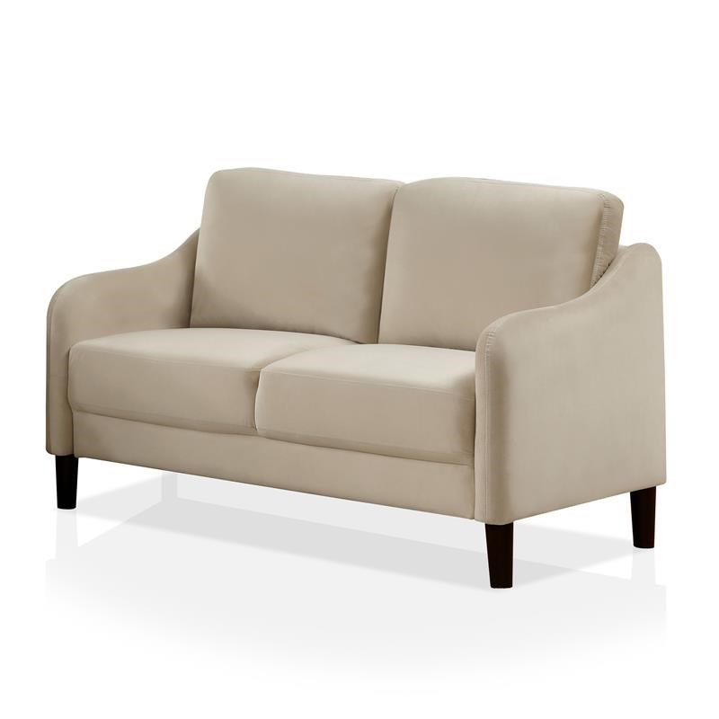 Furniture of America Derra Contemporary Fabric Upholstered Loveseat in Beige