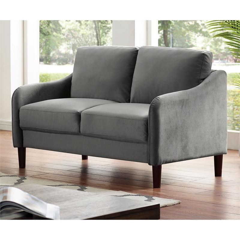Furniture of America Derra Contemporary Fabric Upholstered Loveseat in Gray