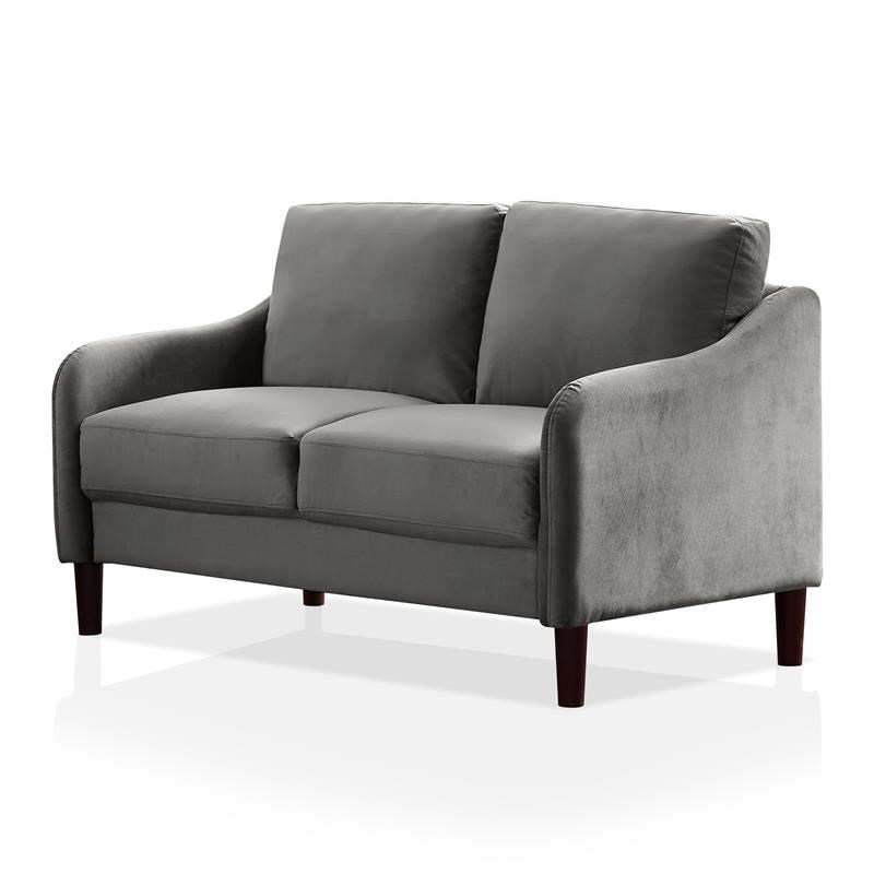 Furniture of America Derra Contemporary Fabric Upholstered Loveseat in Gray