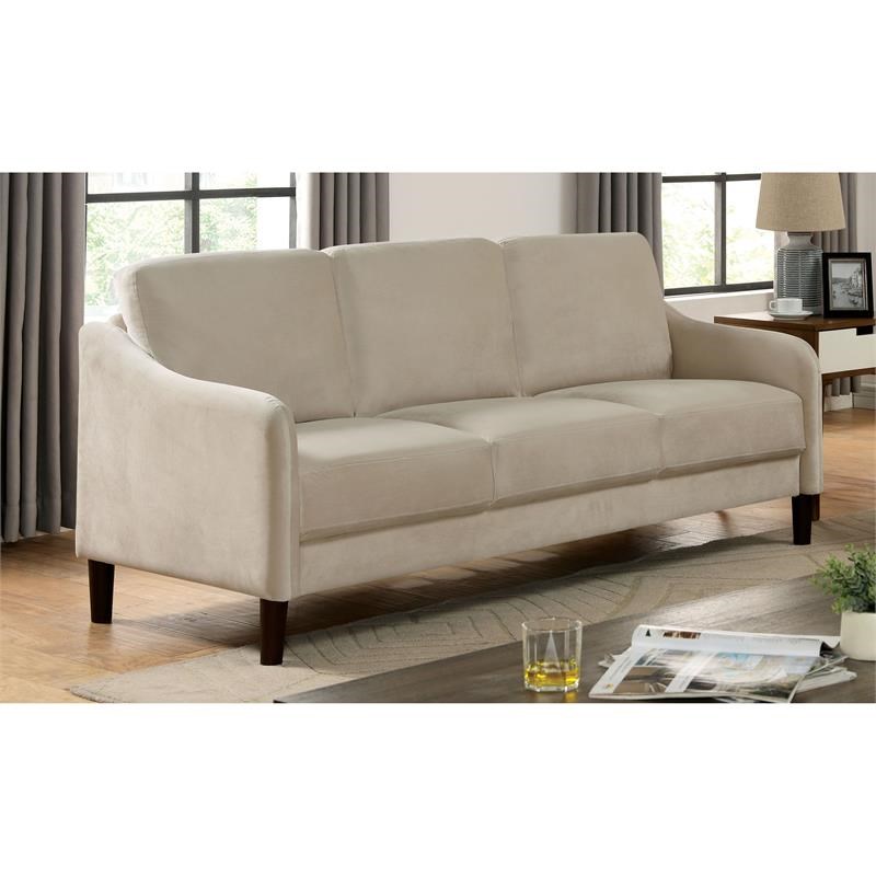 Furniture of America Derra Contemporary Fabric Upholstered Sofa in Beige