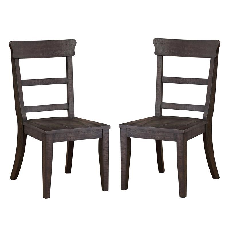 Furniture of America Taz Rustic Solid Wood Side Chair in Black (Set of 2)