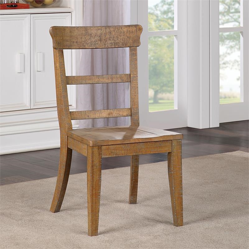 Furniture of America Taz Rustic Solid Wood Side Chair in Natural (Set of 2)