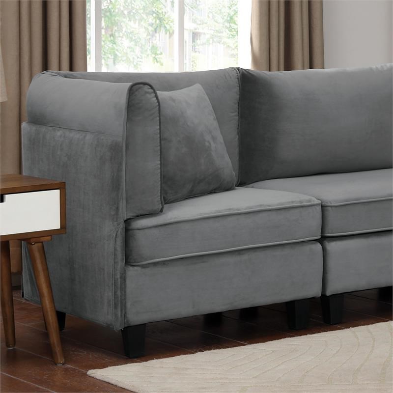 Furniture of America Trowe Contemporary Fabric Upholstered Small Sofa in Gray